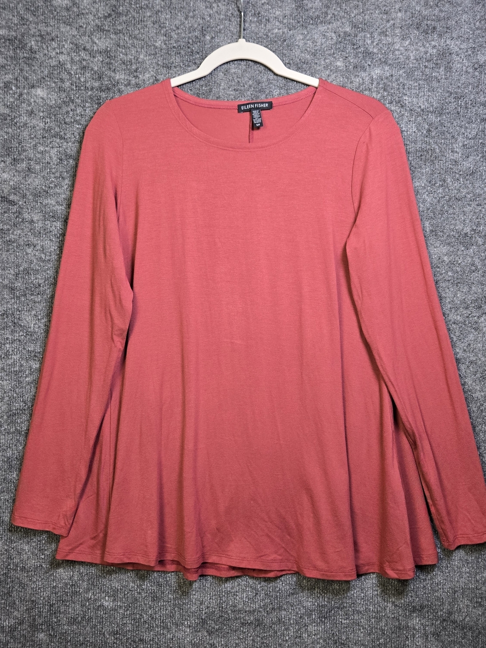 Eileen Fisher Top Womens S Dusty Rose Knit Flare Hem Swing Tunic Long Sleeve